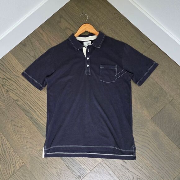 🆕️ Billy Reid Pensacola Short Sleeve Polo in Navy - Picture 5 of 13